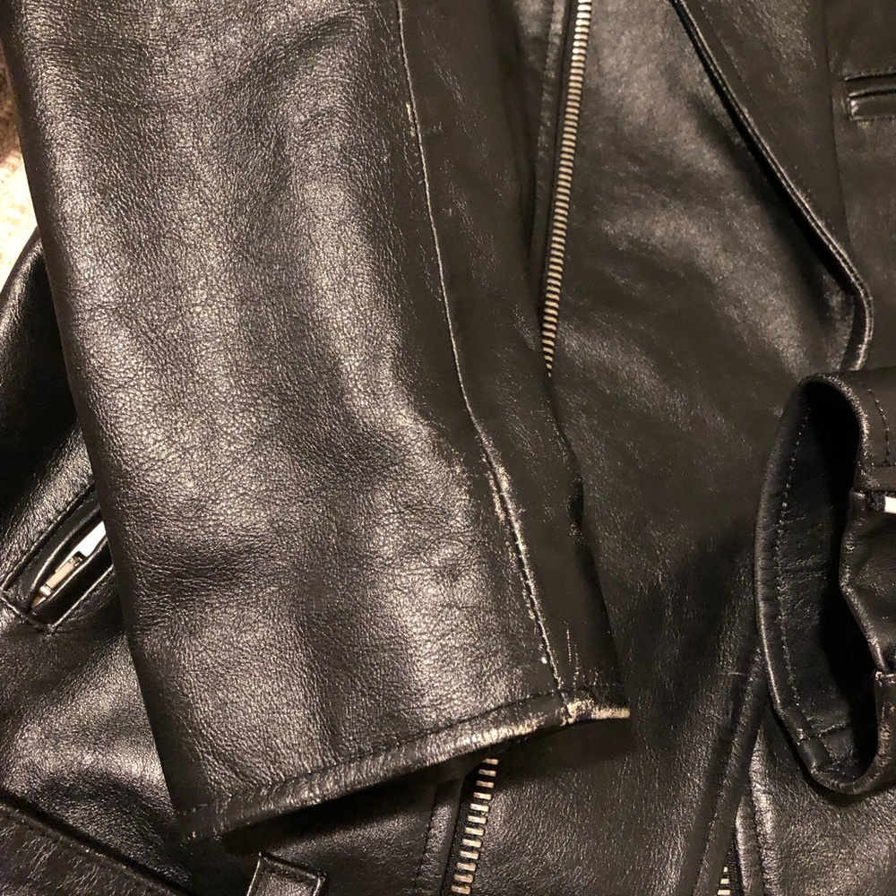 Ag Adriano Goldschmied Black Leather Moto Jacket - Picture 7 of 12
